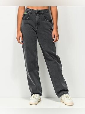 Empyre Tori 90s Faded Black Wash Sk8 Carpenter Jeans, Relaxed Straight, size 4